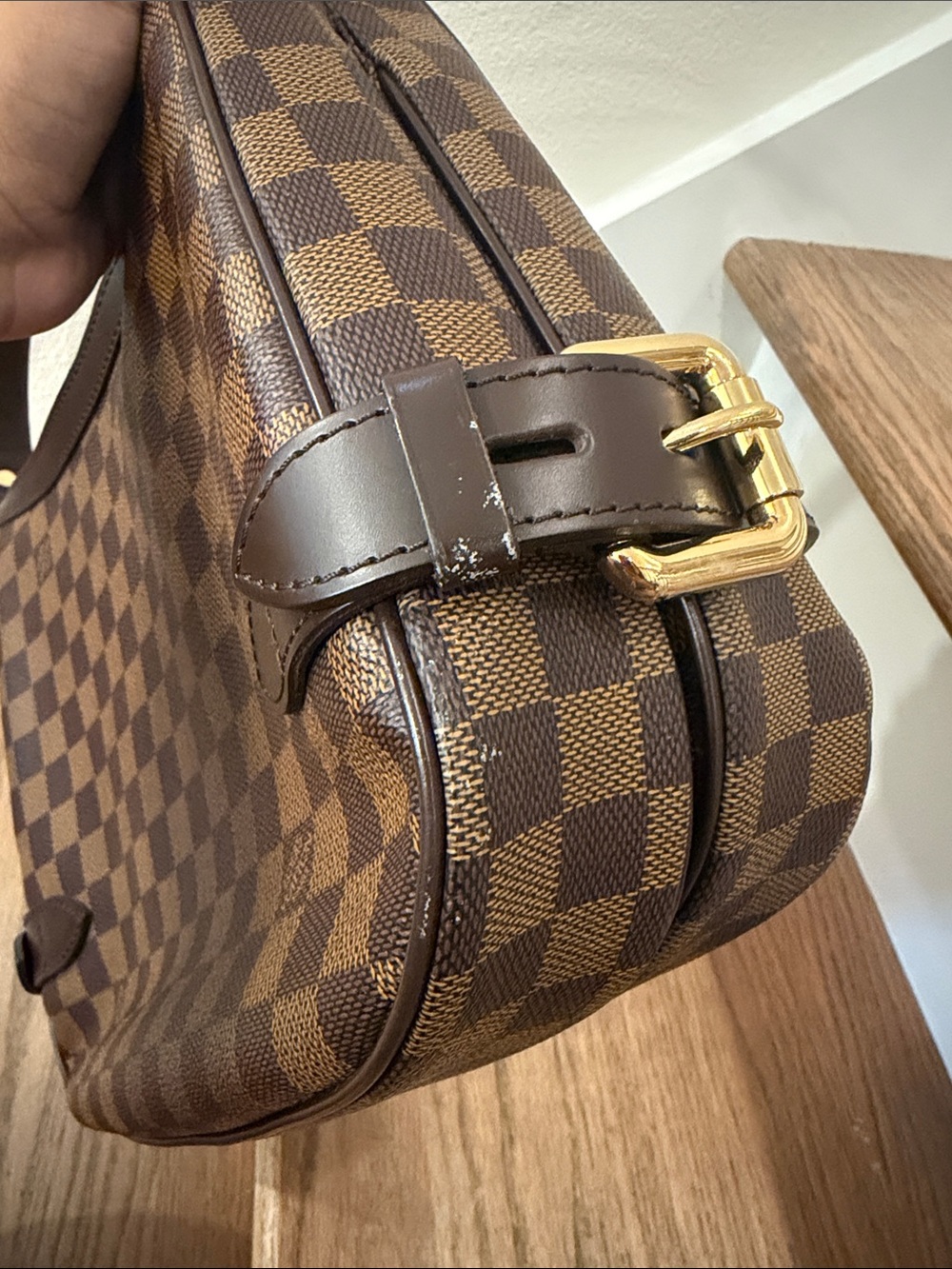 LV BUCKLE BAG❤️DAMIER EBENE LOUIS VUITTON TOTE SHOULDER BAG ZIPPER LV JACKIE BAG - Picture 13 of 17